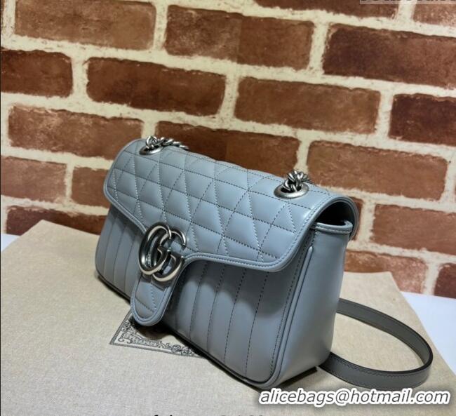 New Design Gucci GG Marmont Geometric Leather Small Shoulder Bag 443497 Grey 2025
