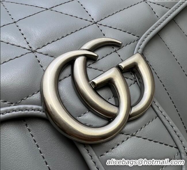 New Design Gucci GG Marmont Geometric Leather Small Shoulder Bag 443497 Grey 2025