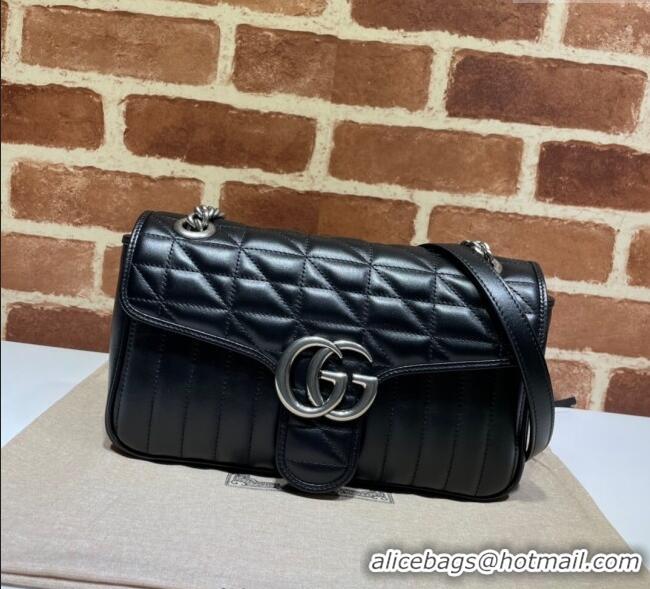 Most Popular Gucci GG Marmont Geometric Leather Small Shoulder Bag 443497 Black 2025