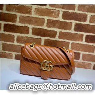 Buy Low Cost Gucci GG Marmont Diagonal Leather Small Shoulder Bag 443497 Brown 2025
