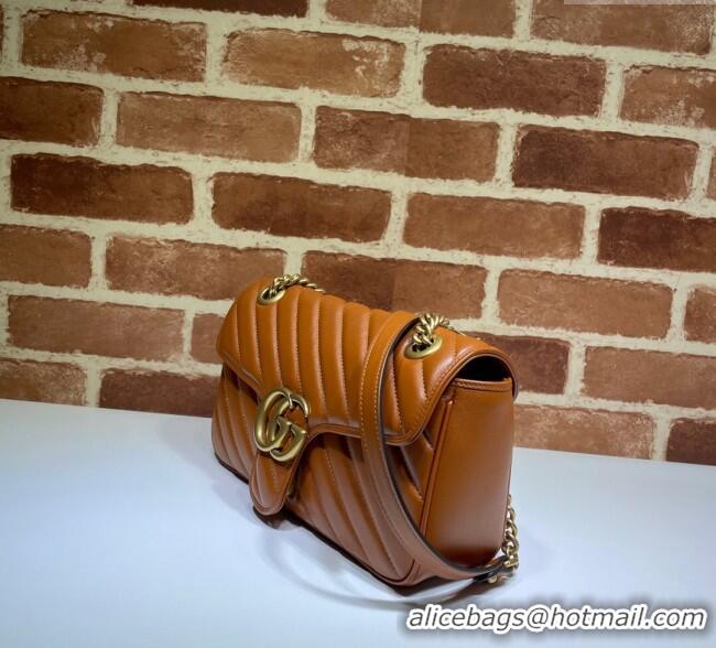 Buy Low Cost Gucci GG Marmont Diagonal Leather Small Shoulder Bag 443497 Brown 2025