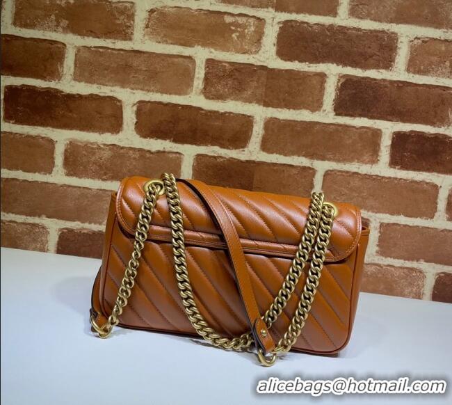 Buy Low Cost Gucci GG Marmont Diagonal Leather Small Shoulder Bag 443497 Brown 2025