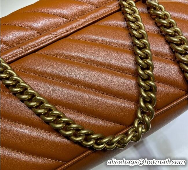 Buy Low Cost Gucci GG Marmont Diagonal Leather Small Shoulder Bag 443497 Brown 2025