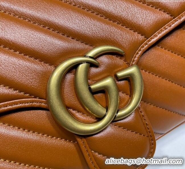 Buy Low Cost Gucci GG Marmont Diagonal Leather Small Shoulder Bag 443497 Brown 2025