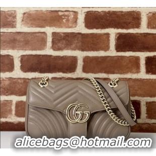 Pretty Style Gucci GG Marmont Matelasse Leather Small Shoulder Bag 443497 Taupe Grey 2025