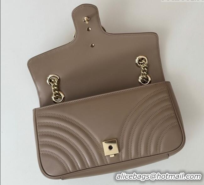 Pretty Style Gucci GG Marmont Matelasse Leather Small Shoulder Bag 443497 Taupe Grey 2025