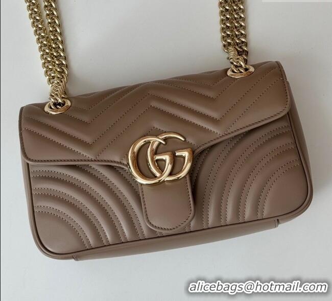 Pretty Style Gucci GG Marmont Matelasse Leather Small Shoulder Bag 443497 Taupe Grey 2025