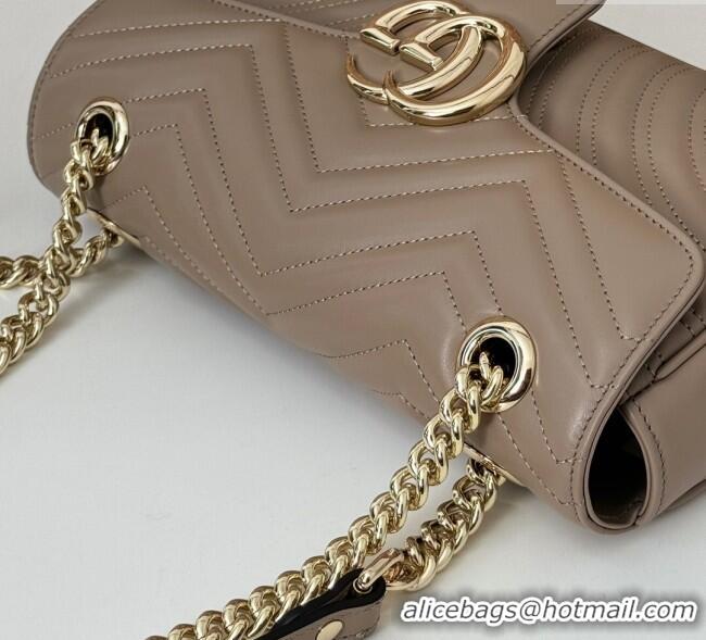 Pretty Style Gucci GG Marmont Matelasse Leather Small Shoulder Bag 443497 Taupe Grey 2025