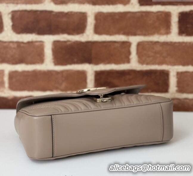 Pretty Style Gucci GG Marmont Matelasse Leather Small Shoulder Bag 443497 Taupe Grey 2025