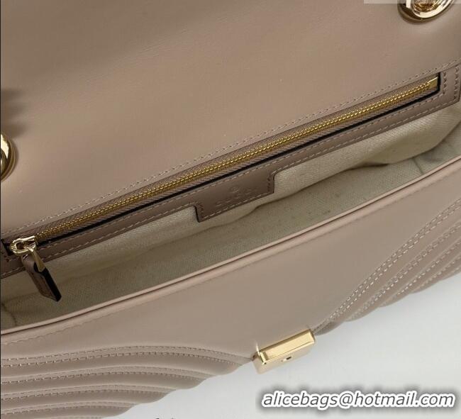 Pretty Style Gucci GG Marmont Matelasse Leather Small Shoulder Bag 443497 Taupe Grey 2025