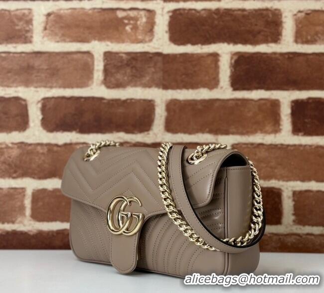 Pretty Style Gucci GG Marmont Matelasse Leather Small Shoulder Bag 443497 Taupe Grey 2025