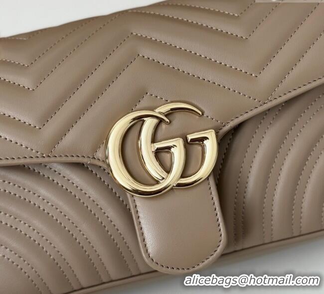 Pretty Style Gucci GG Marmont Matelasse Leather Small Shoulder Bag 443497 Taupe Grey 2025