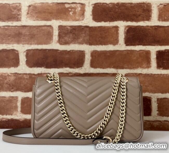 Pretty Style Gucci GG Marmont Matelasse Leather Small Shoulder Bag 443497 Taupe Grey 2025