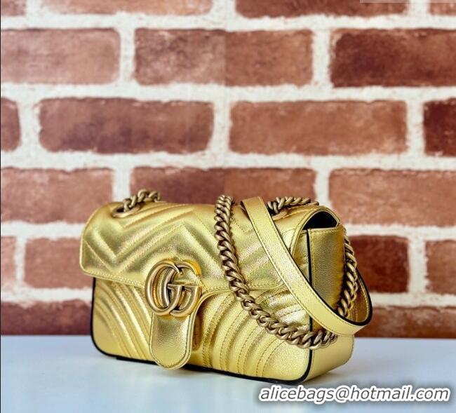Famous Brand Gucci GG Marmont Matelasse Leather Mini Bag 446744 Gold-Tone 2025