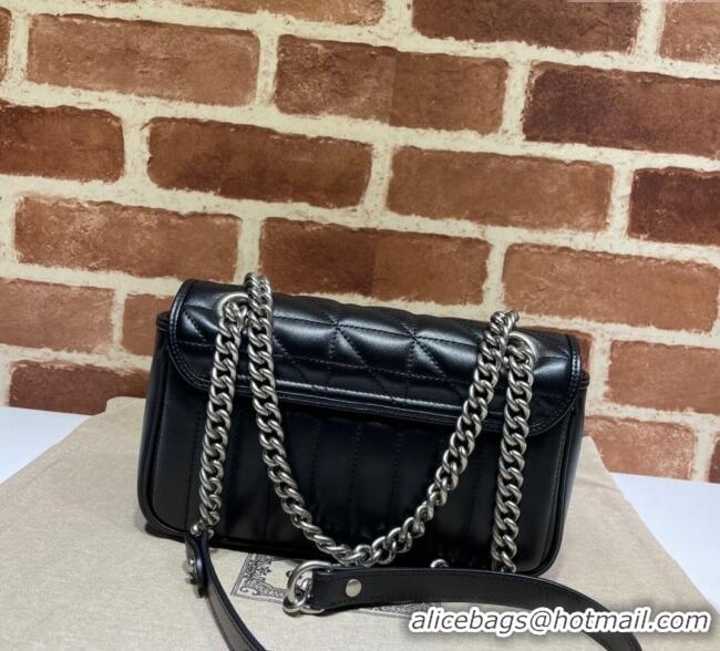 Free Shipping Gucci GG Marmont Geometric Leather Mini Bag 446744 Black 2025