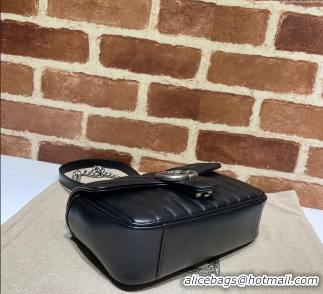 Free Shipping Gucci GG Marmont Geometric Leather Mini Bag 446744 Black 2025