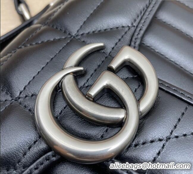 Free Shipping Gucci GG Marmont Geometric Leather Mini Bag 446744 Black 2025