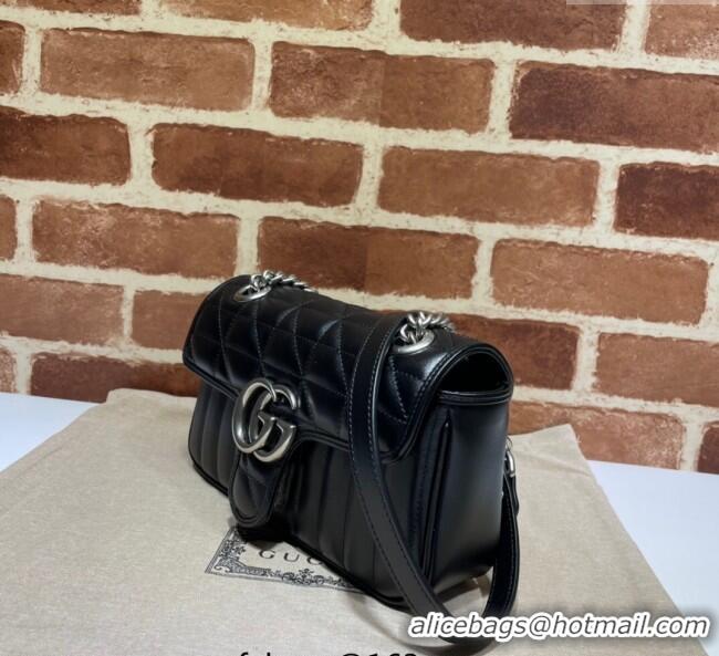 Free Shipping Gucci GG Marmont Geometric Leather Mini Bag 446744 Black 2025
