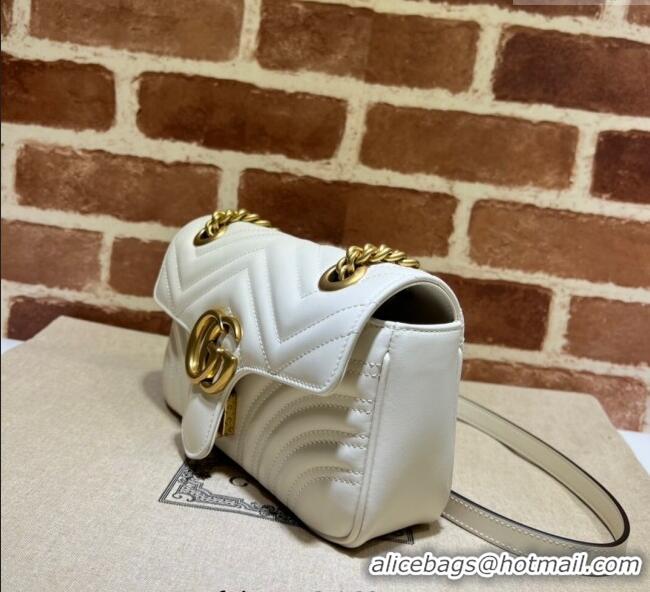 Unique Grade Gucci GG Marmont Matelasse Leather Mini Bag 446744 White/Gold 2025