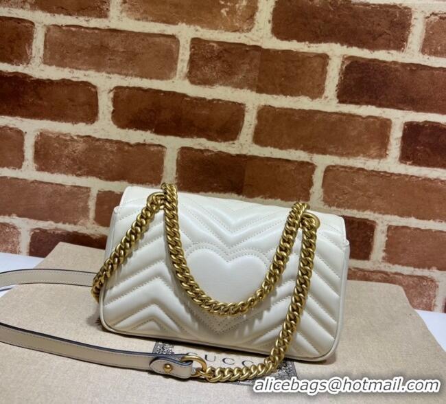 Unique Grade Gucci GG Marmont Matelasse Leather Mini Bag 446744 White/Gold 2025