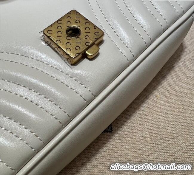 Unique Grade Gucci GG Marmont Matelasse Leather Mini Bag 446744 White/Gold 2025