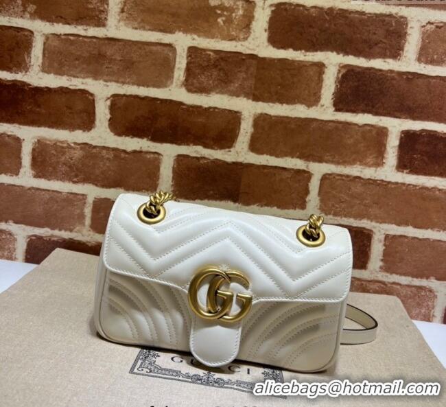 Unique Grade Gucci GG Marmont Matelasse Leather Mini Bag 446744 White/Gold 2025