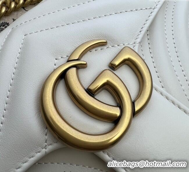 Unique Grade Gucci GG Marmont Matelasse Leather Mini Bag 446744 White/Gold 2025
