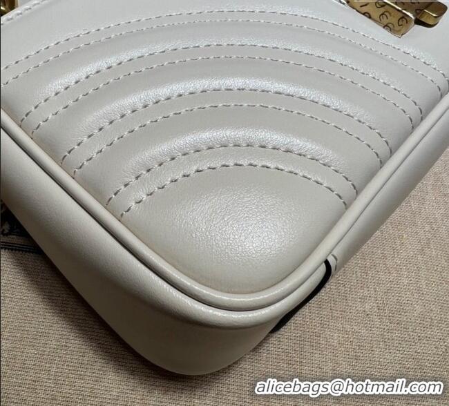 Unique Grade Gucci GG Marmont Matelasse Leather Mini Bag 446744 White/Gold 2025