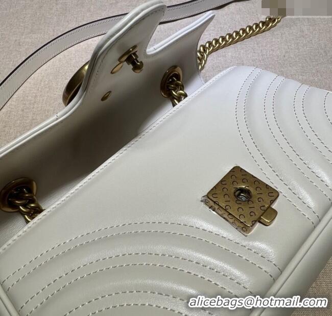 Unique Grade Gucci GG Marmont Matelasse Leather Mini Bag 446744 White/Gold 2025