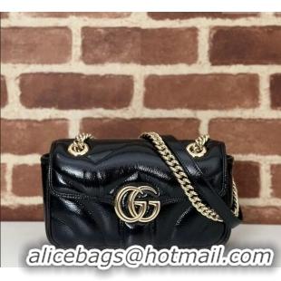 Super Quality Gucci GG Marmont Padded Patent Leather Mini Bag 446744 Black 2025