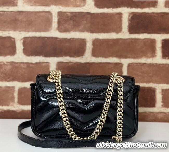 Super Quality Gucci GG Marmont Padded Patent Leather Mini Bag 446744 Black 2025