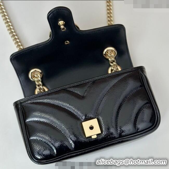 Super Quality Gucci GG Marmont Padded Patent Leather Mini Bag 446744 Black 2025