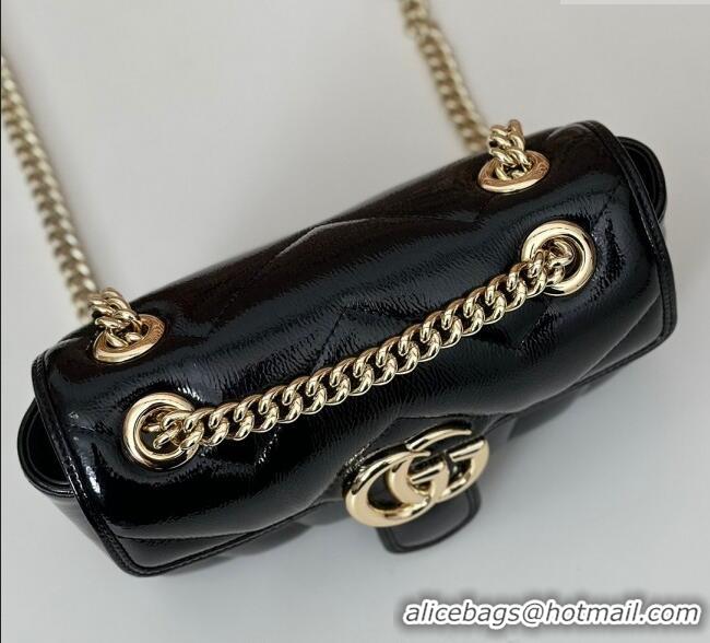 Super Quality Gucci GG Marmont Padded Patent Leather Mini Bag 446744 Black 2025