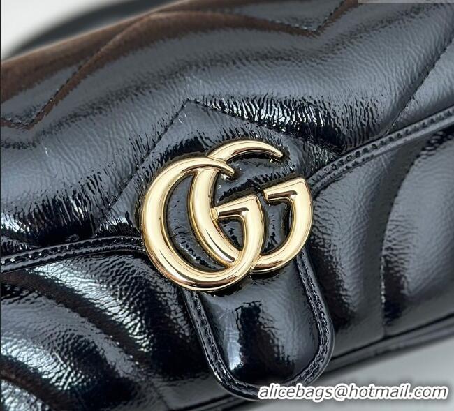 Super Quality Gucci GG Marmont Padded Patent Leather Mini Bag 446744 Black 2025