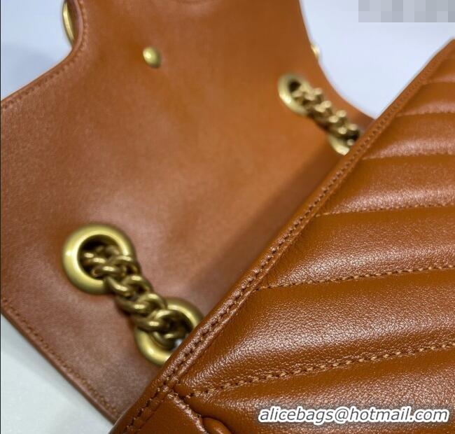 Top Quality Gucci GG Marmont Diagonal Leather Mini Bag 446744 Brown 2025