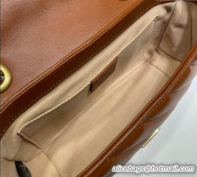 Top Quality Gucci GG Marmont Diagonal Leather Mini Bag 446744 Brown 2025
