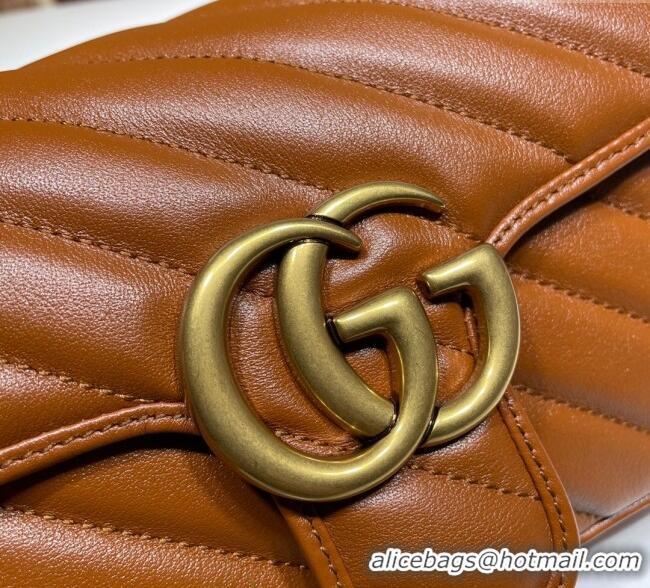 Top Quality Gucci GG Marmont Diagonal Leather Mini Bag 446744 Brown 2025