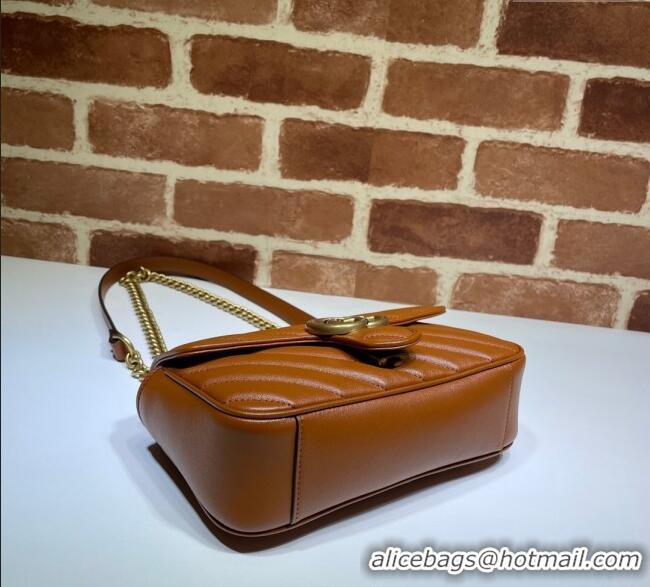 Top Quality Gucci GG Marmont Diagonal Leather Mini Bag 446744 Brown 2025