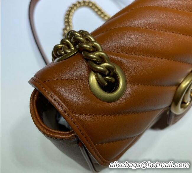 Top Quality Gucci GG Marmont Diagonal Leather Mini Bag 446744 Brown 2025