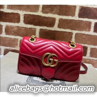 Popular Style Gucci GG Marmont Matelassé Leather Mini Bag 446744 Red 2025