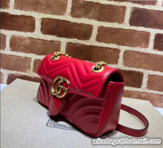 Popular Style Gucci GG Marmont Matelassé Leather Mini Bag 446744 Red 2025