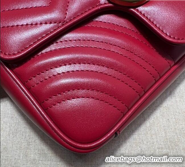 Popular Style Gucci GG Marmont Matelassé Leather Mini Bag 446744 Red 2025