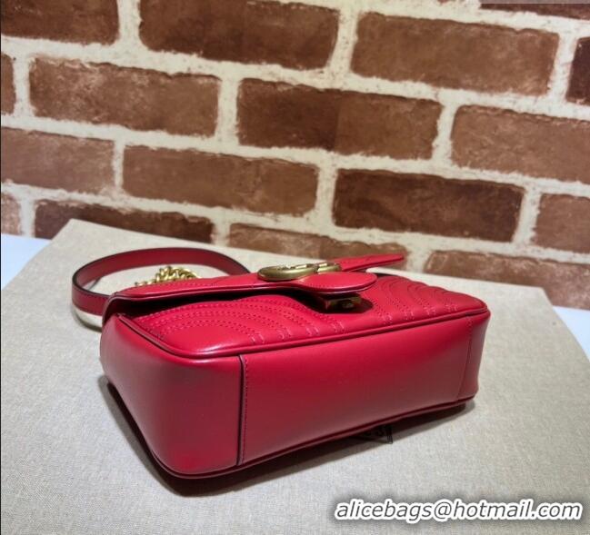 Popular Style Gucci GG Marmont Matelassé Leather Mini Bag 446744 Red 2025
