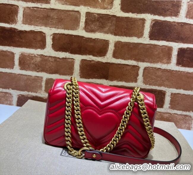 Popular Style Gucci GG Marmont Matelassé Leather Mini Bag 446744 Red 2025