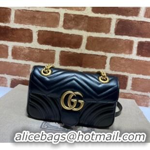Famous Brand Gucci GG Marmont Matelasse Leather Mini Bag 446744 Black/Gold 2025