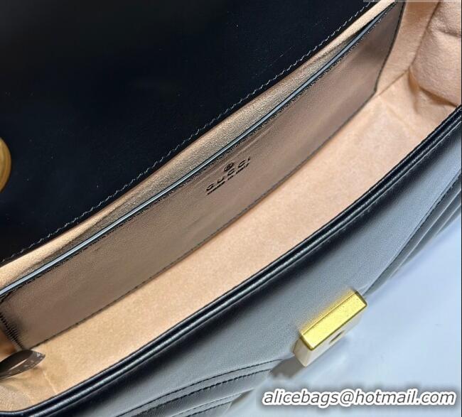 Famous Brand Gucci GG Marmont Matelasse Leather Mini Bag 446744 Black/Gold 2025