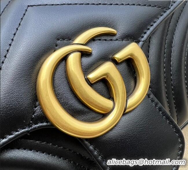 Famous Brand Gucci GG Marmont Matelasse Leather Mini Bag 446744 Black/Gold 2025