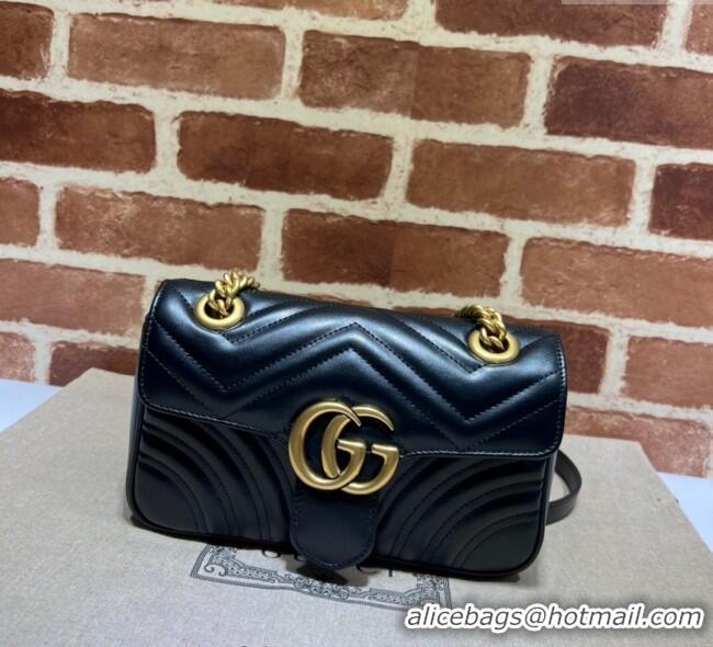 Famous Brand Gucci GG Marmont Matelasse Leather Mini Bag 446744 Black/Gold 2025