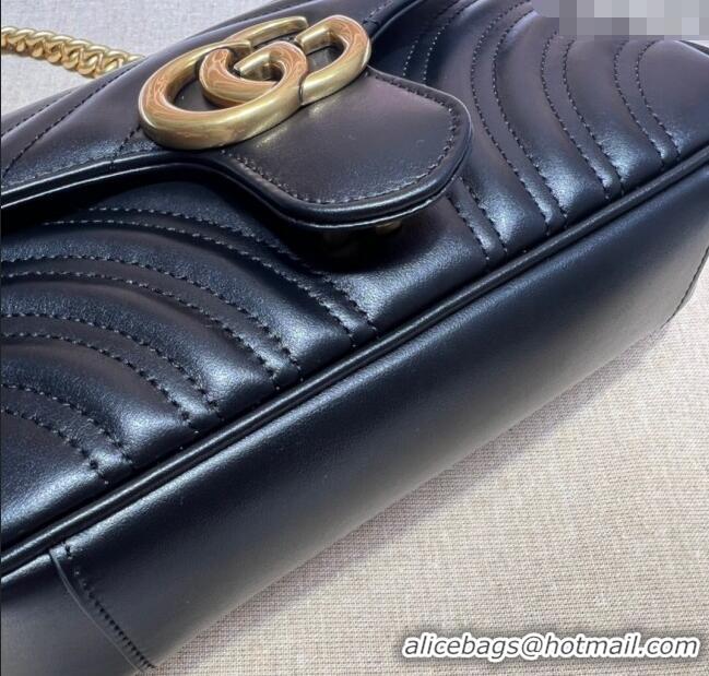 Famous Brand Gucci GG Marmont Matelasse Leather Mini Bag 446744 Black/Gold 2025