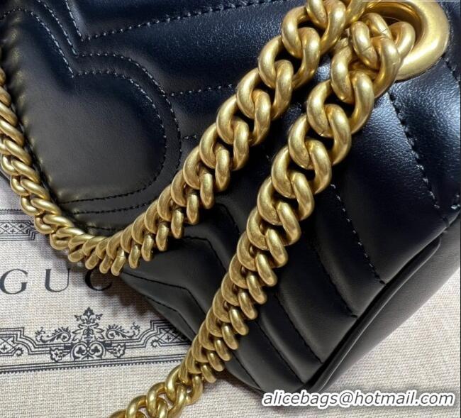 Famous Brand Gucci GG Marmont Matelasse Leather Mini Bag 446744 Black/Gold 2025